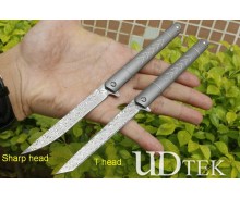 New design magical pen Damascus blade Titanium handle pocket knife UD405423